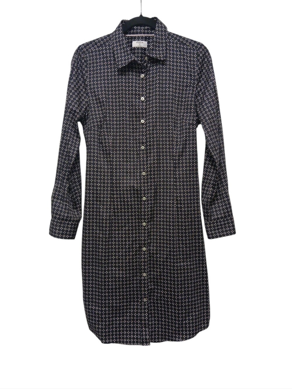 Untuckit Women's Mikael Shirt Dress Black White Tie Waist Long Sleeve Size 10